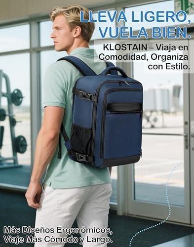 Detalle 2 de KLOSTAIN Mochila de cabina de avión 45x36x20 cm y 30 L para portátil de 15,6" (azul oscuro)