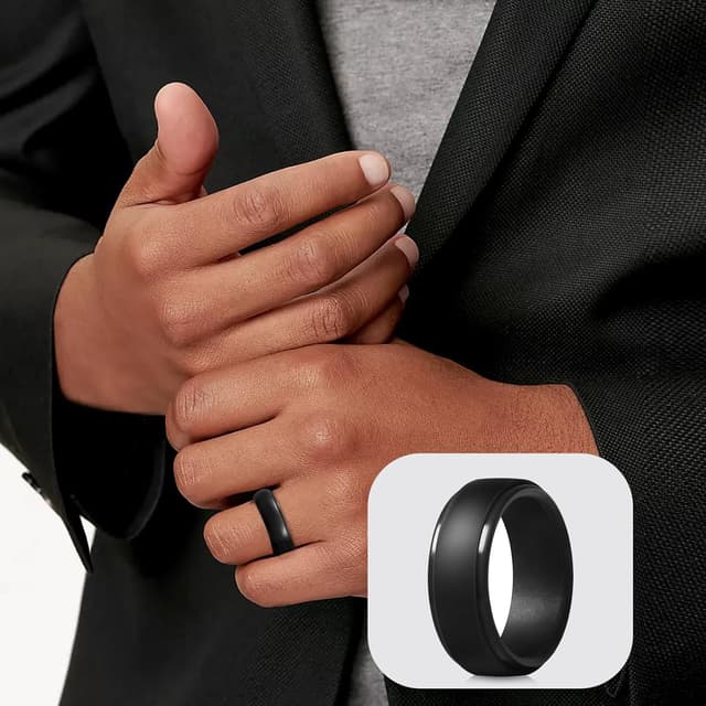 Detalle 2 de LOCCY 8er-Set Herren-Silikon-Eheringe in 8 Farben – flexible Sport- und Outdoor-Trauringe