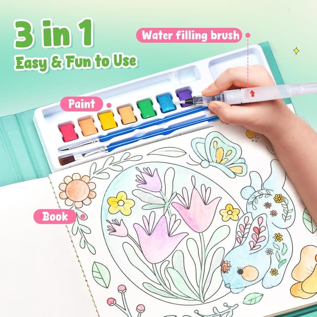 Thumbnail 6 de JoyCat Paint with Water Water Colouring Books Set for Toddlers (Easter theme) – Light Green