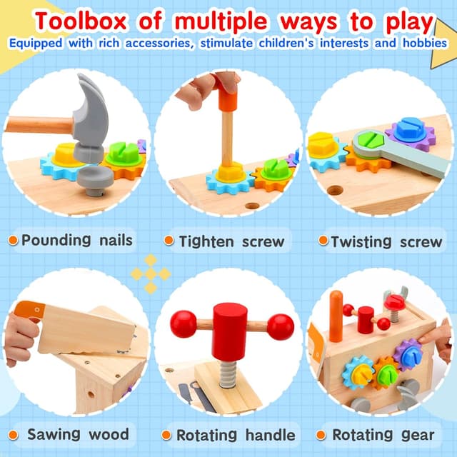 Thumbnail 2 de Mgtfbg Kids Tool Set 29 PCS Wooden Toy