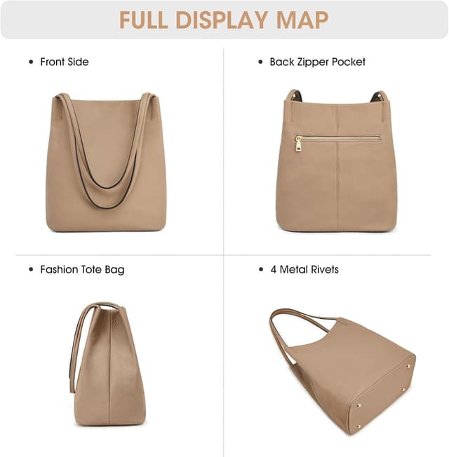 Thumbnail 5 de Kattee Damen Schultertasche aus weichem Echtleder mit magnetischem Druckknopfverschluss