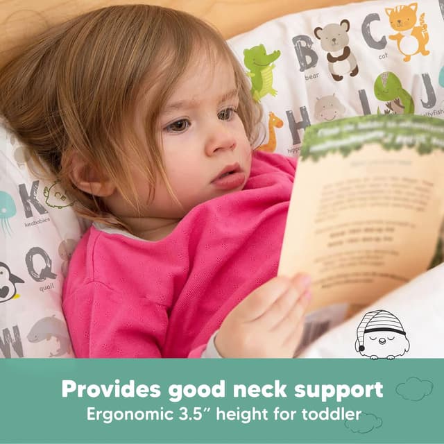 Detalle de KeaBabies Toddler Pillow with Pillowcase (13x18) for Ages 2–5, Organic Cotton Travel Bed Pillow