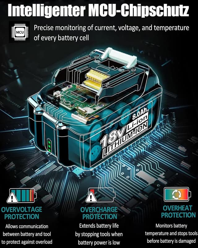 Thumbnail 1 de Batteries 18V 8,0Ah pour Makita BL1860B