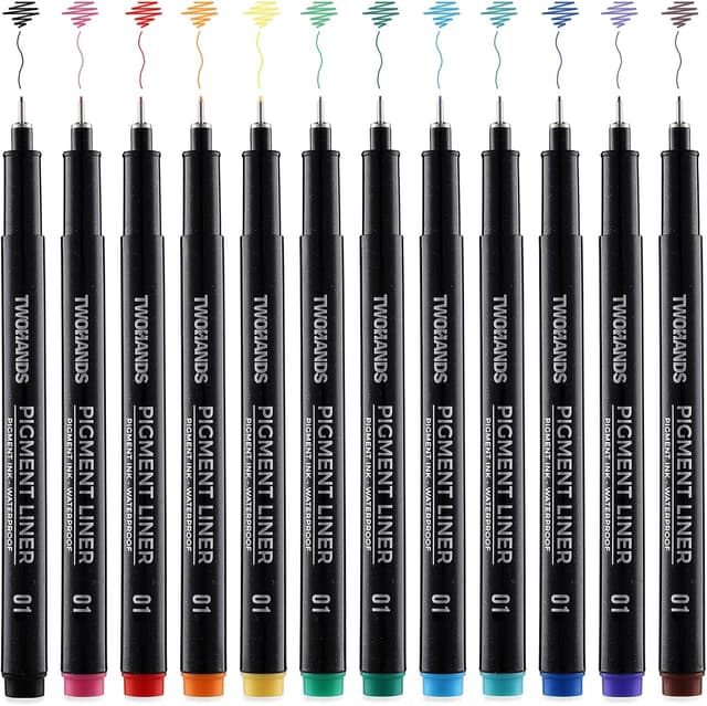Thumbnail 6 de TWOHANDS Set of 16 Black Fineliner Pens (0.05–3.0 mm) — waterproof pigment technical drawing & calligraphy pens