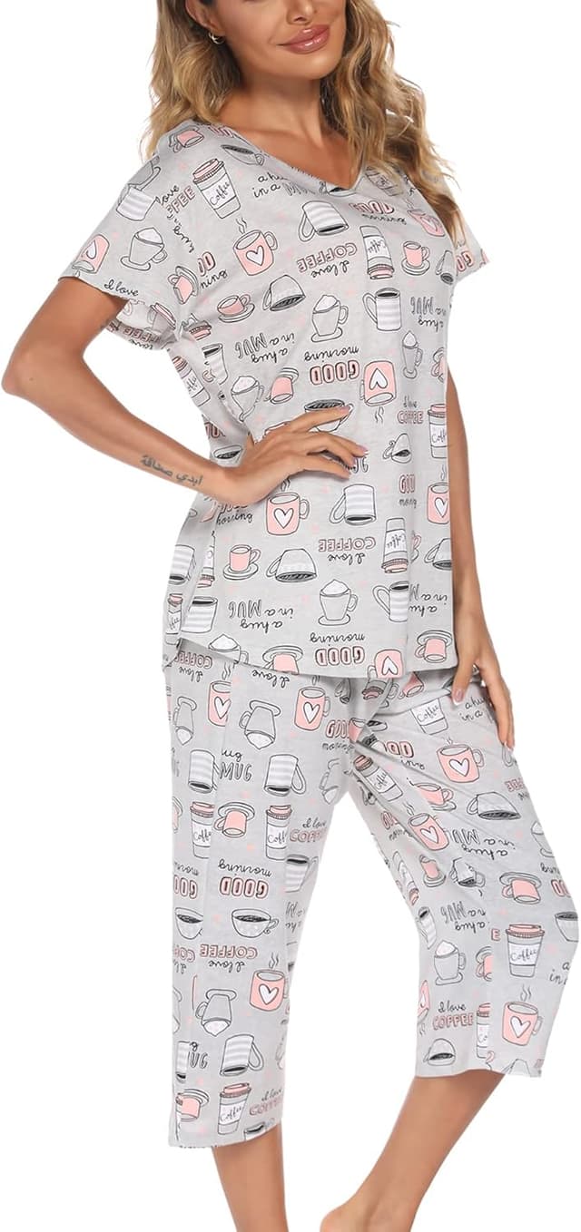 Thumbnail 6 de ENJOYNIGHT Women’s Cotton Pajama Set (Short-Sleeve Top + Capri Pants)