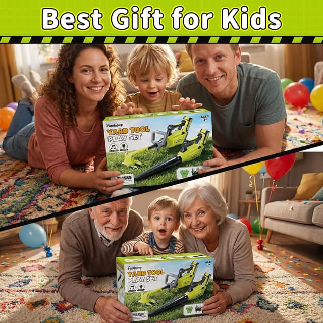 Thumbnail 6 de Pandapop 2-in-1 Werkzeug-Set für Kinder ab 3 Jahren: Rasenmäher & Laubbläser mit Lichteffekt