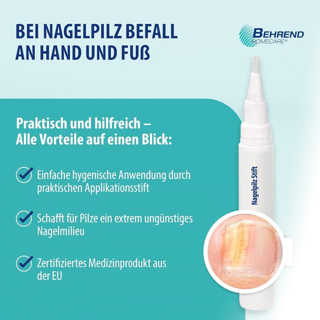Detalle de Behrend Homecare Nagelpilz Stift – medizinisches Lack-Set für Finger- & Fußnägel bei Nagelpilz