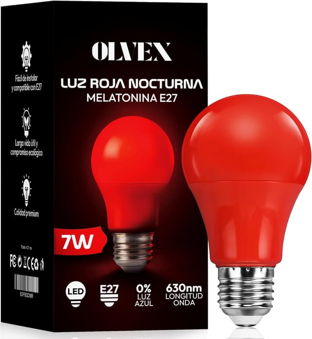 Detalle de OLVEX Luz Roja Nocturna 630nm E27 7W