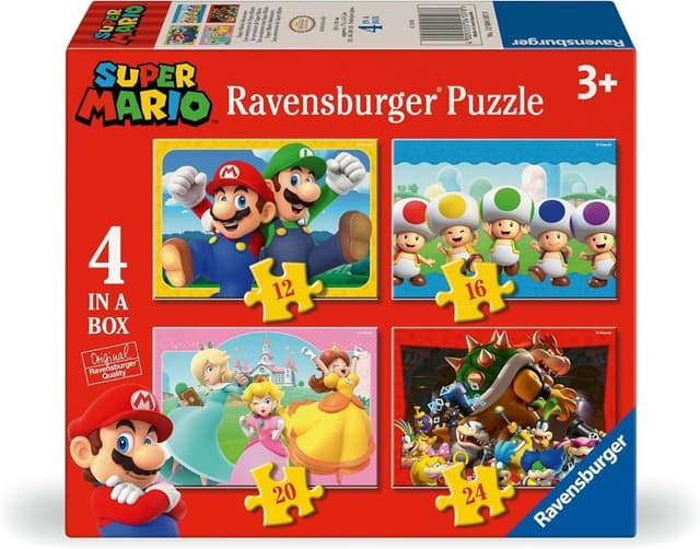 Detalle de Ravensburger Super Mario – Coffret 4 puzzles pour enfants dès 3 ans (72 pièces, 19 x 14 cm)