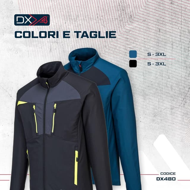 Detalle de Portwest DX4 da uomo con zip: top stretch 4 vie con 6 tasche