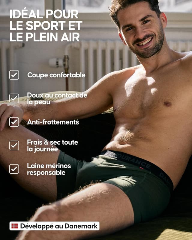 Detalle de DANISH ENDURANCE boxer laine mérinos 18,5