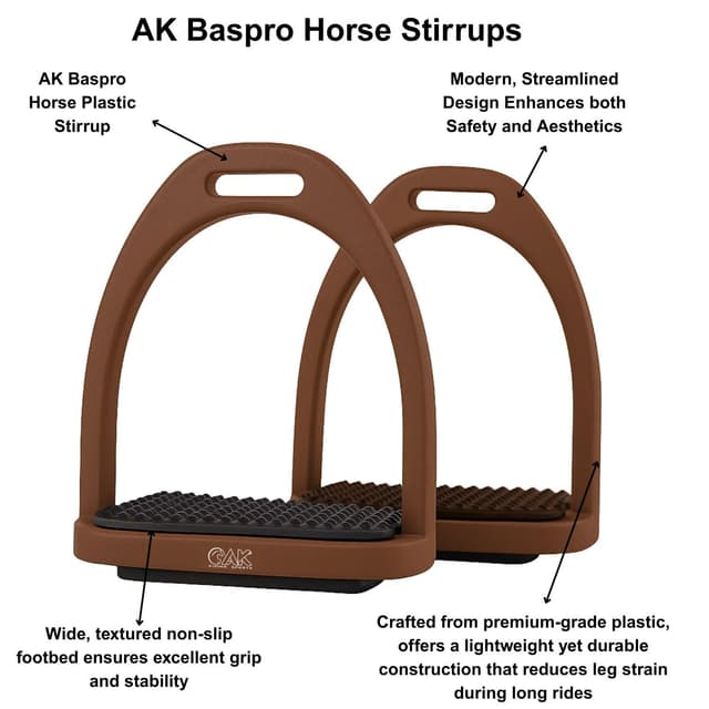Detalle de AK Baspro Horse Plastic Stirrup AKRS-6047-02 with non-slip rubber pad (Brown, 4.75")