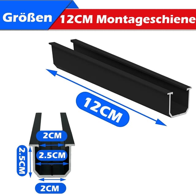 Detalle 2 de Warmfay Solarmodul Halterung Montageset – schwarze 12 cm Aluprofile und verstellbare Klemmen für 1 Modul (30–35 mm) am Flachdach