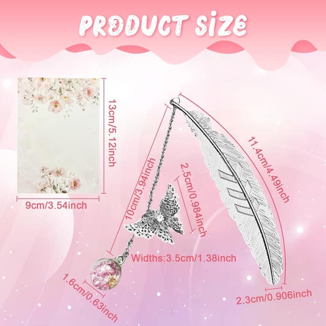 Detalle 2 de Bliceon Feather Bookmark with Butterfly Charm