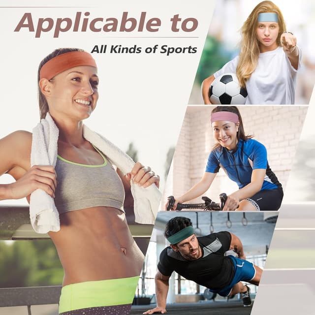 Detalle de DiyJibb Stirnbänder für Frauen (7er-Set), rutschfest & dehnbar für Sport, Yoga und Lauftraining