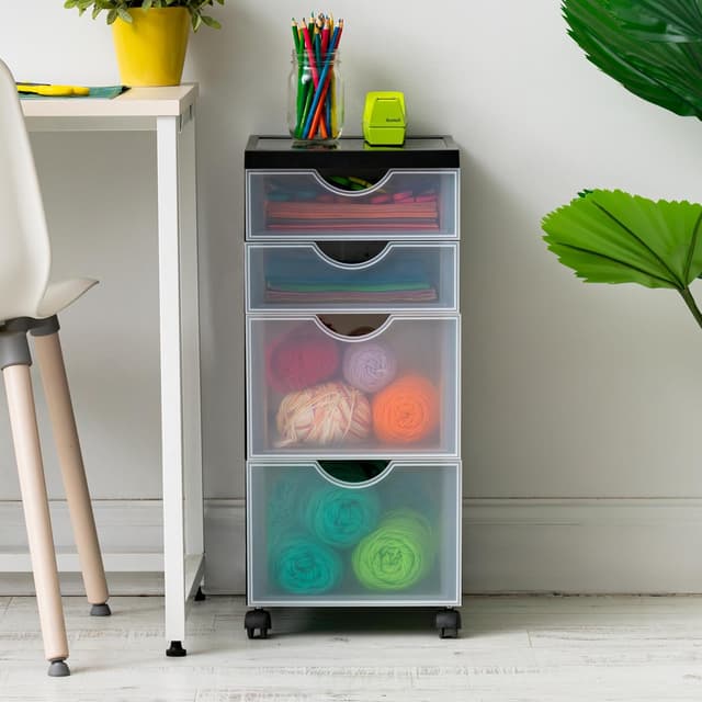 Detalle de Iris Ohyama DDDC-322 Rollcontainer mit 4 Schubladen