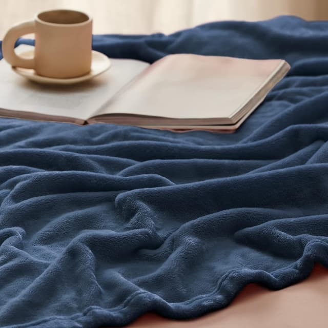 Detalle 2 de BEDSURE Kuscheldecke 150x200 cm Grau Blau