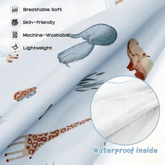 Detalle 2 de Vicloon Lätzchen mit Ärmeln für Baby & Kleinkind, wasserdicht, für Hochstuhl und Babystuhl (blau)