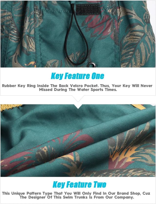 Detalle de MaaMgic costume uomo mare vintage a asciugatura rapida con fodera in rete e 3 tasche