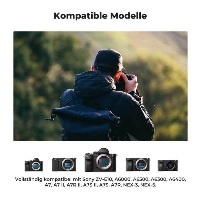 Detalle 2 de K&F CONCEPT NP-FW50 1100 mAh Akku-Set (3er-Pack) + 3-Slot-Dreifach-Ladegerät mit LCD für Sony-Kameras