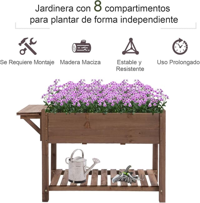 Detalle de Outsunny Huerto Urbano Elevado 123x54x80 cm