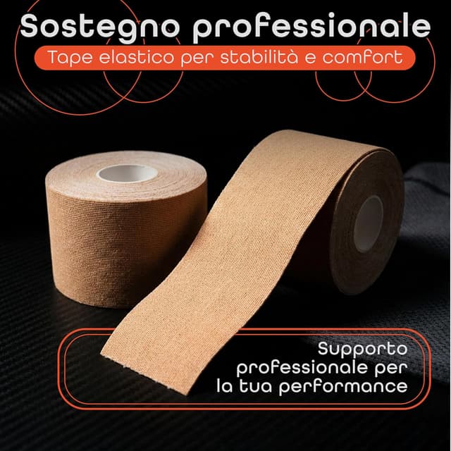 Detalle de Kinesio Tape impermeabile professionale Generico, set da 2 rotoli di nastro kinesiologico