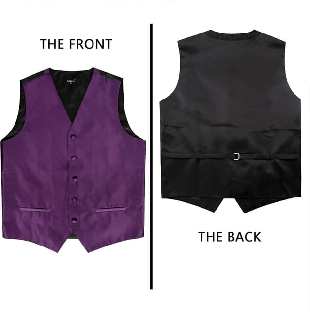 Detalle de Alizeal Mens Satin Suit Vest Set 5 pcs