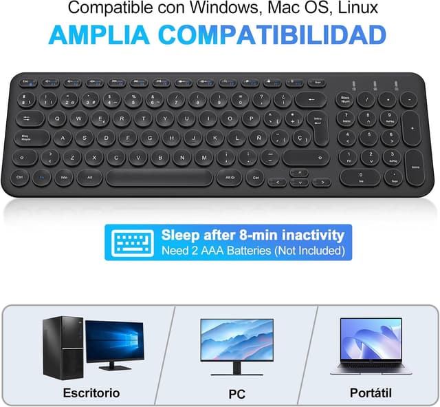 Thumbnail 3 de cimetech Teclado Inalámbrico Ergonomico para Oficina y Viaje 🖥