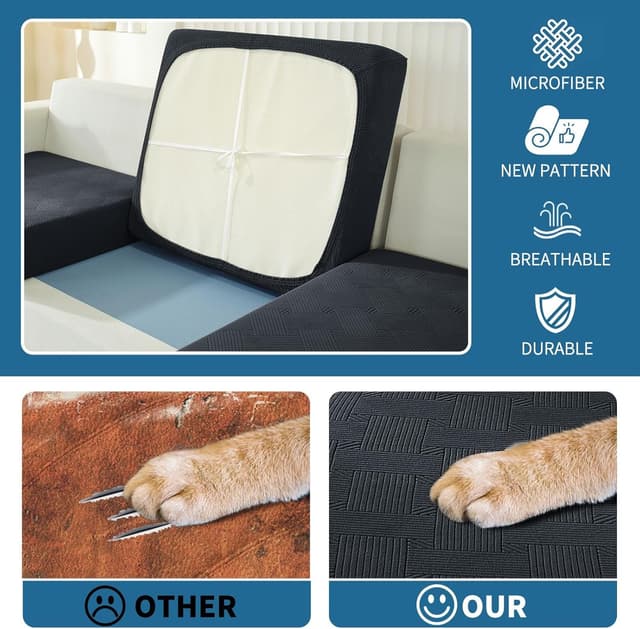 Detalle de Ystyle Copriseduta Divano elasticizzato universale grigio (1 posto, 2 pezzi)