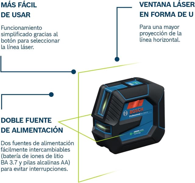 Detalle de Bosch Professional Nivel Láser GLL 20-22 G 🟢 con trípode