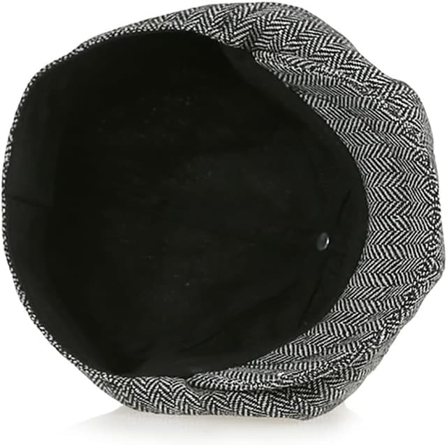 Detalle de MCWTH Vintage Newsboy Cap for Toddler Boys (2–8 Years) – Tweed-style 8-piece herringbone with adjustable strap