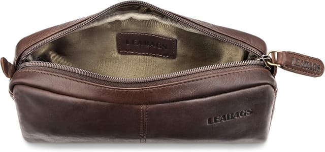 Detalle de LEABAGS Leder Federmäppchen „Indiana Tech“ (groß, Echtleder) in Mocca