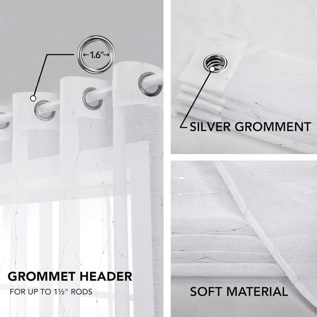 Thumbnail 5 de Deconovo Cortinas Blancas Infantiles con Motivos Plateados 2P 140x160 🏡