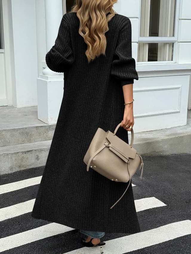 Detalle 2 de Saodimallsu Long Chunky Knit Cardigan Dress