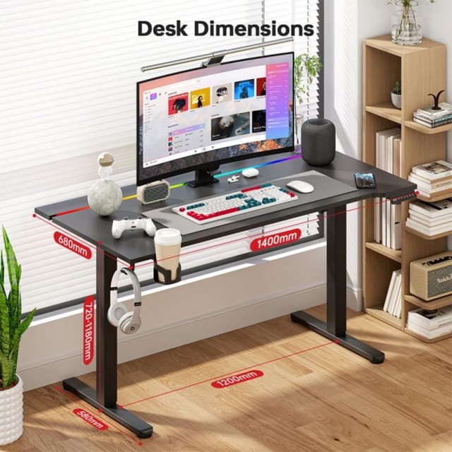 Detalle 1 de ACGAM Mesa Gaming 140 cm altura ajustable LED RGB