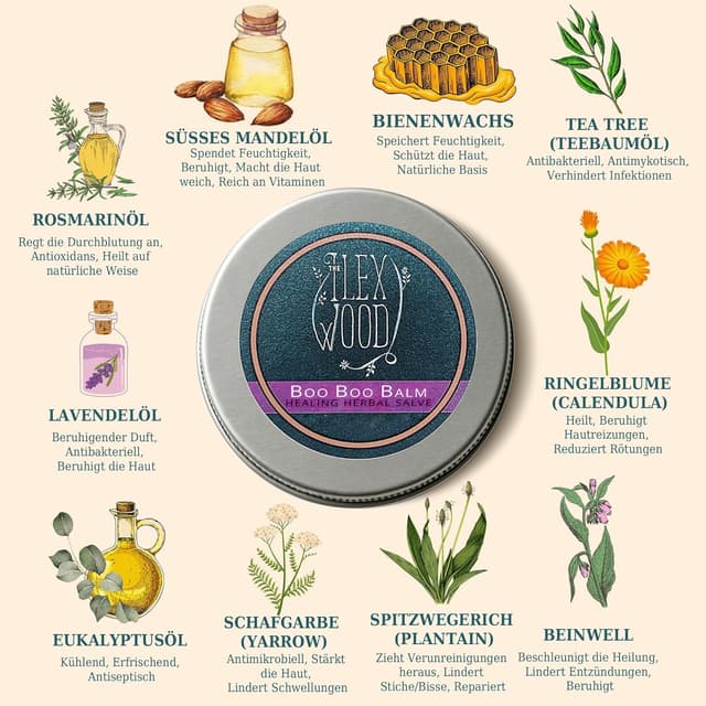 Detalle de The Ilex Wood vegane Kräutersalbe Geschenkset 3 x 100 ml