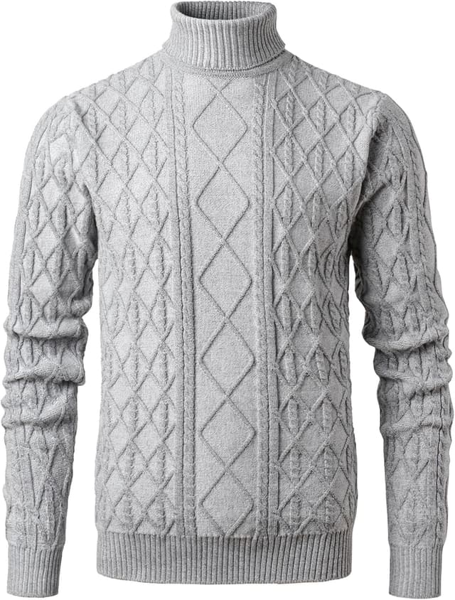 Detalle 2 de Herren Rollkragenpullover Zopfstrick Slim Fit