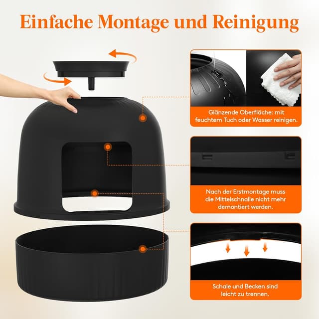 Detalle de Lifewit Katzenklo XXL versteckt als Pflanzgefäß mit Schaufel, abnehmbarer Oberseite & Kohlefilter (48 x 50 cm), schwarz