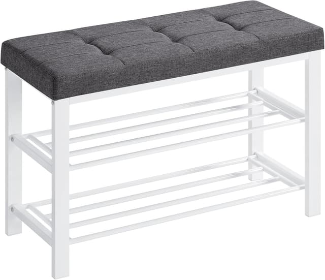 Detalle de Songmics Shoe Bench LBS057W01: panca scarpiera a 3 ripiani con seduta imbottita per ingresso e camera