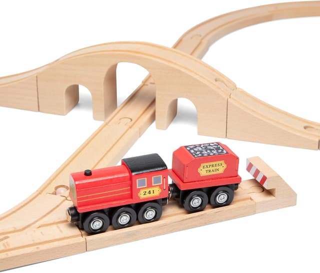 Detalle de Melissa & Doug Classic Wooden Figure Eight Train Set (22 pcs)