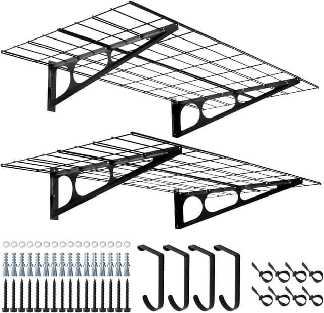 Detalle de 2 Mensole da Garage con Ganci (2 pezzi) 61 x 121,9 cm in metallo
