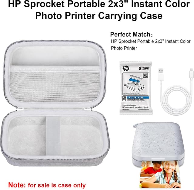 Detalle 2 de Elonbo carrying case for HP Sprocket 2x3 portable instant photo printer (grey)