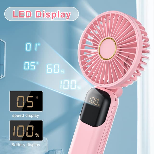 Thumbnail 4 de Handheld Fan Rechargeable 5 Speed Personal Air Cooler