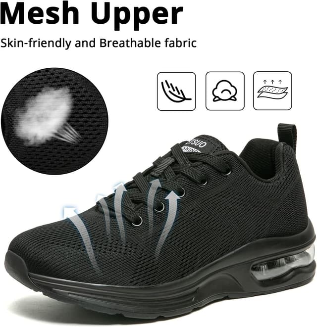 Detalle de Womens Athletic Running Trainers – Breathable Lightweight Walking Shoes with Air Cushion & TPR Grip