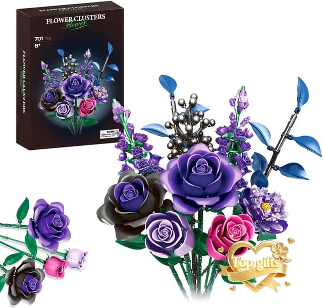 Detalle de Rongmeiz Set de Construcción de Ramos de Flores 701 piezas