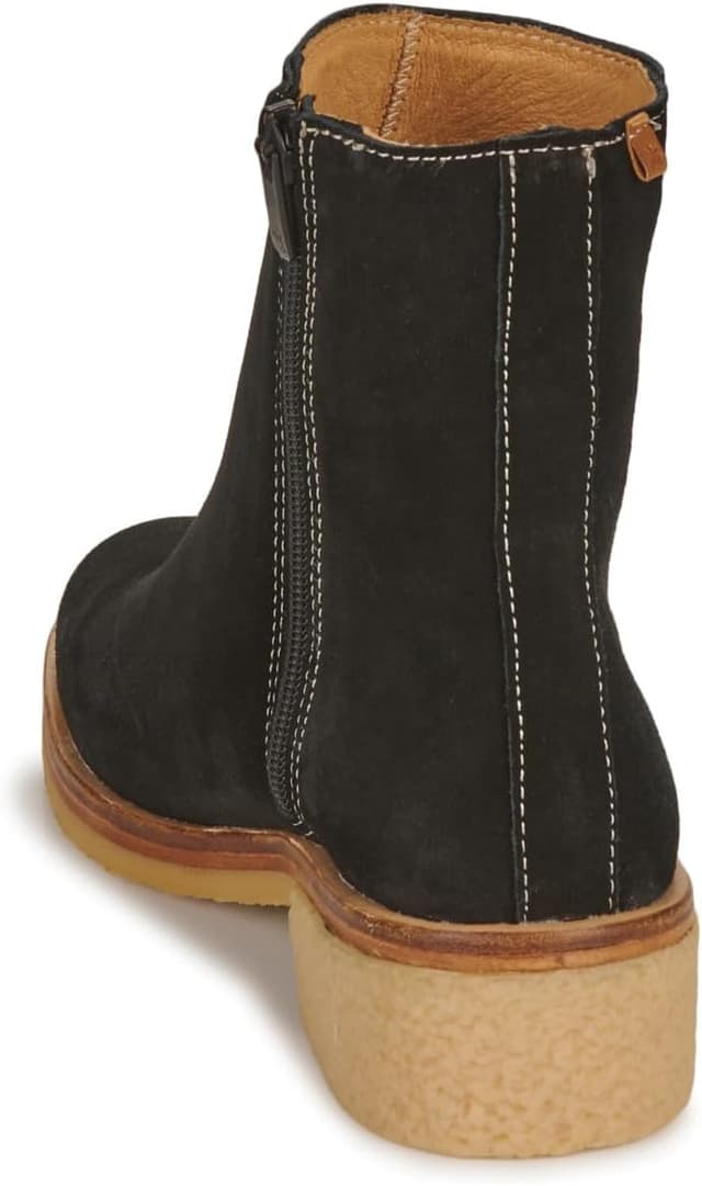 Detalle de El Naturalista Irati Low Boots für Damen – graue Stiefeletten aus Leder mit Reißverschluss