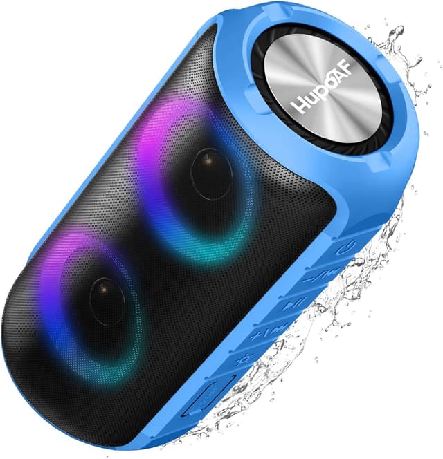 Detalle de Hupoaf Portable Bluetooth Speaker with Bluetooth 5.3, IPX7 rating and RGB lights