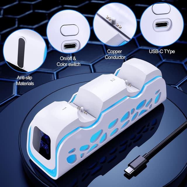 Thumbnail 6 de PS5 Controller Charger Dual-Sensing Edge Charging Station (6 LED + RGB Modes) for PS5 Slim/Pro