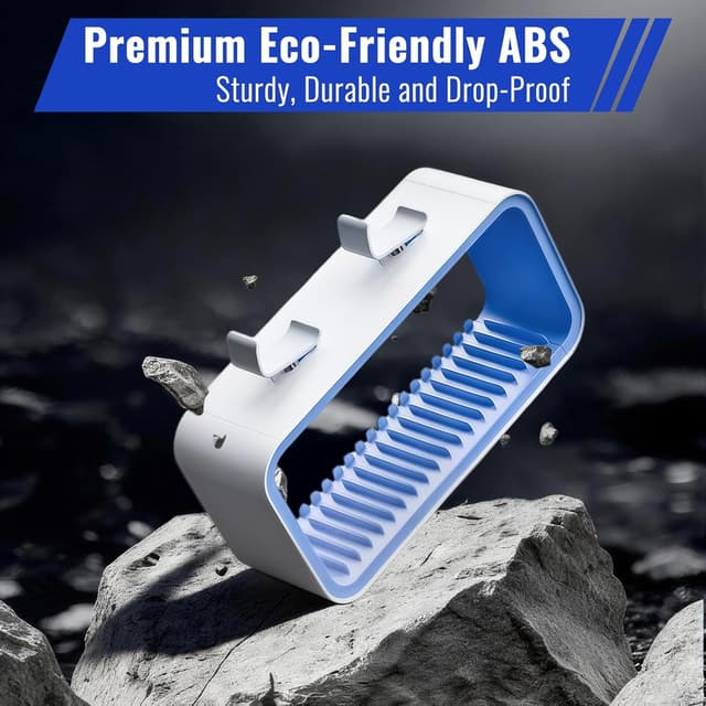 Detalle 2 de CHUNGG universal game storage tower for 19 DVD/Blu-ray cases with controller & headphone holders (white & blue)