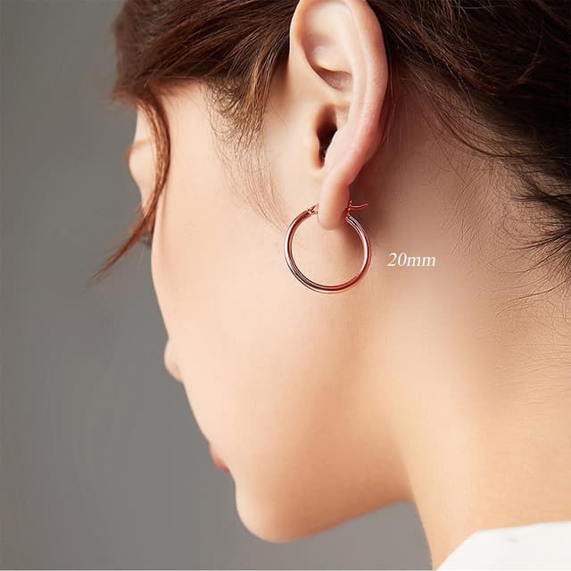 Detalle 2 de Loutade 925 Sterling Silber Creolen-Set (3 Paare) – hypoallergene Knorpel-Creolen, 13/16/20 mm, unisex